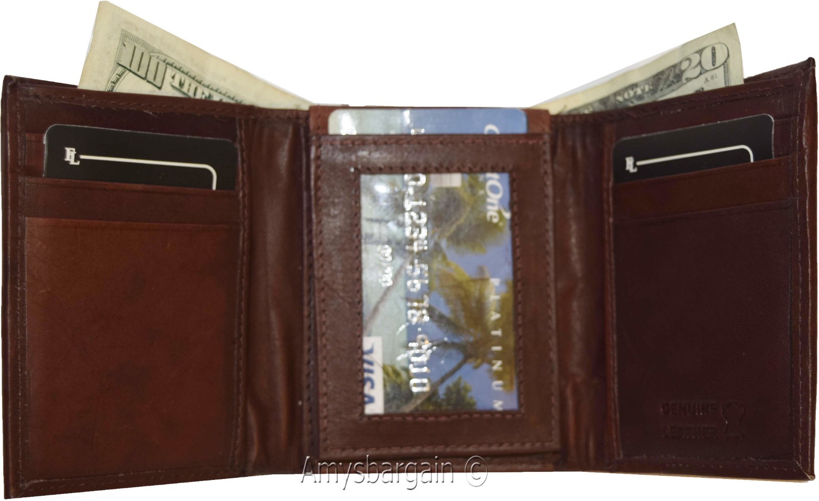 Men's Wallet,1 Center piece Trifold Men's ID 9 card 2 bill slots Trifold wallet - Image 6