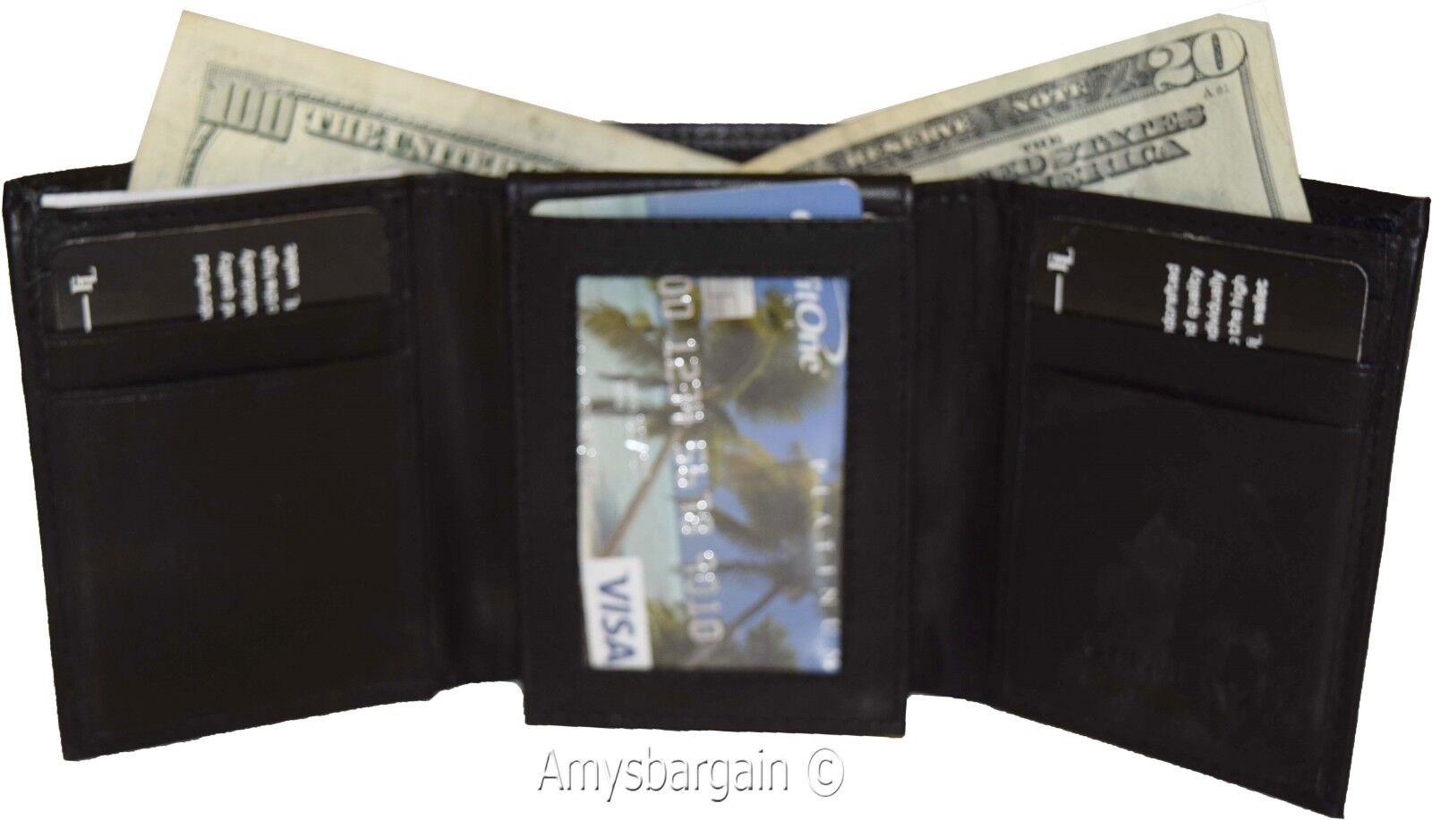 Men's Wallet,1 Center piece Trifold Men's ID 9 card 2 bill slots Trifold wallet - Image 7