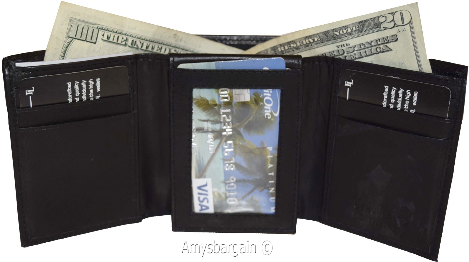 Men's Wallet,1 Center piece Trifold Men's ID 9 card 2 bill slots Trifold wallet - Image 8