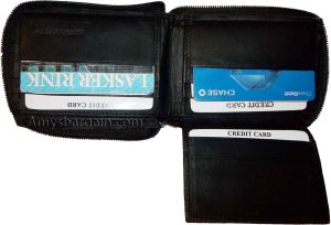 Men's Zip around Leather wallet 9 credit card ID space suede lined interior new - Image 7