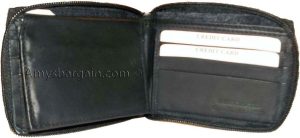 Men's Zip around Leather wallet 9 credit card ID space suede lined interior new - Image 10