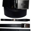 Men's belt leather dress Belt w/ auto Lock sliding buckle XL black belt BN