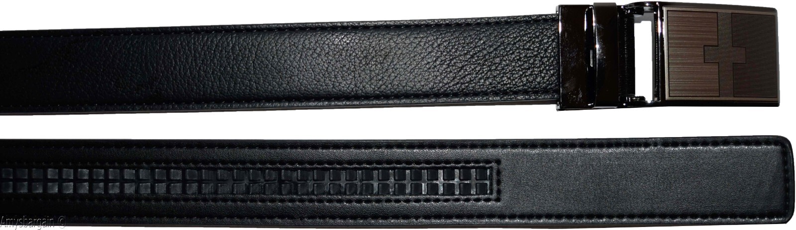 Men's belt leather dress Belt w/ auto Lock sliding buckle XL black belt BN - Image 13