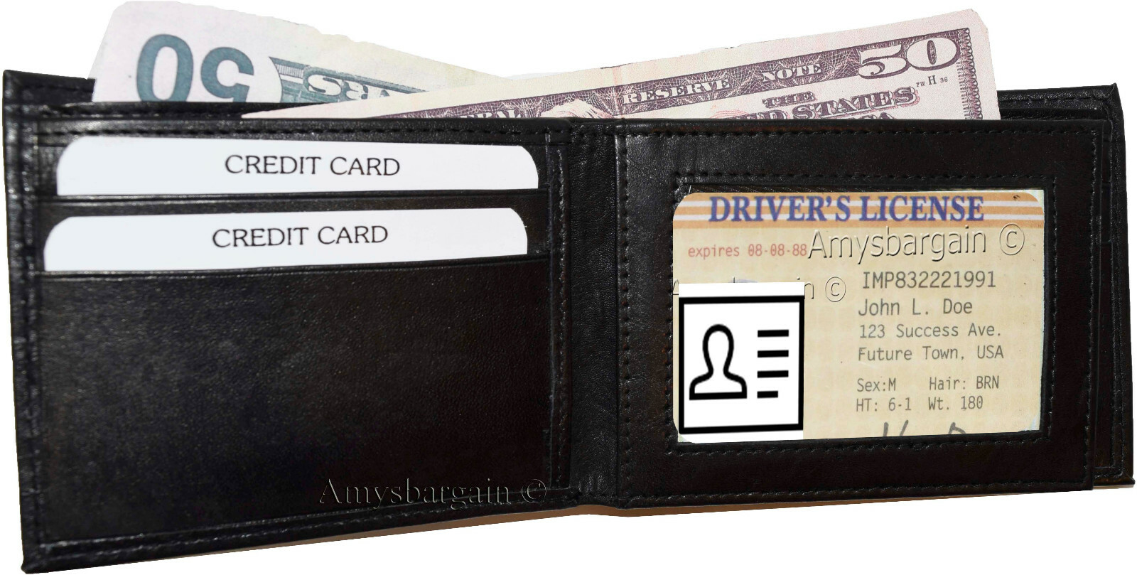 Men's genuine lambskin leather billfold wallet brown credit card bifold wallet - Image 8