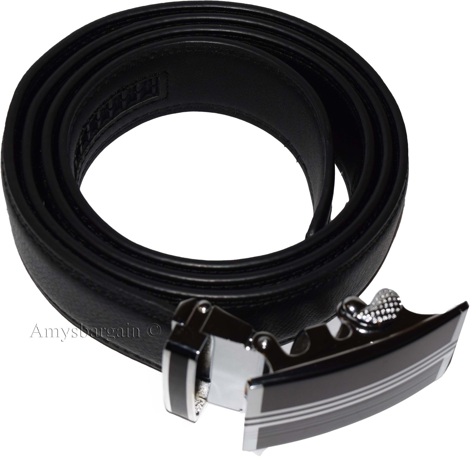 Men's leather dress belt Casual belt Automatic fit leather belt Strap UP to 50" - Image 13