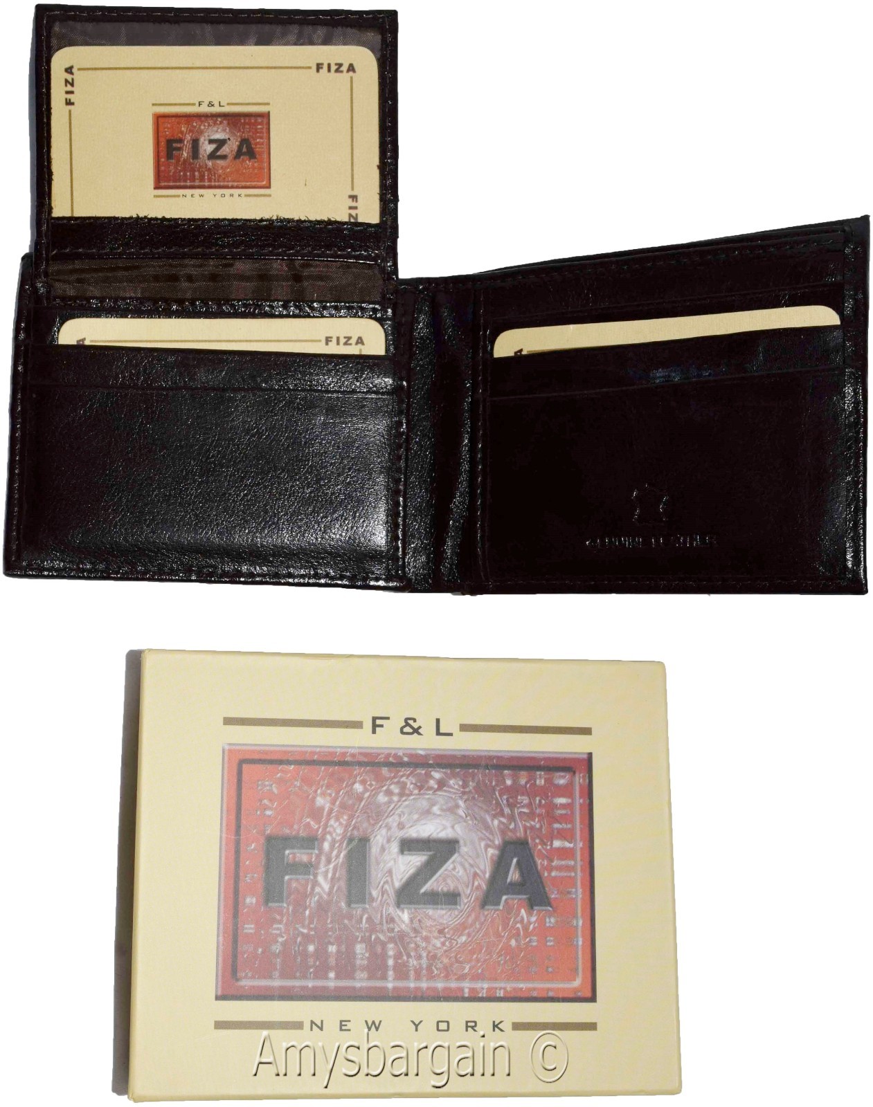 Men's wallet Billfold Leather Wallet 9 cards Brown Buff leather wallet in box - Image 3