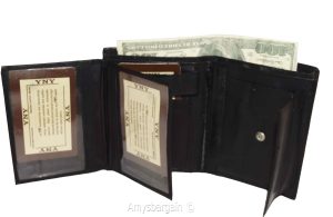 Men’s wallet. Leather Bifold wallet 2 Flip side pieces 8 card 3 ID Zip coin case - Image 11
