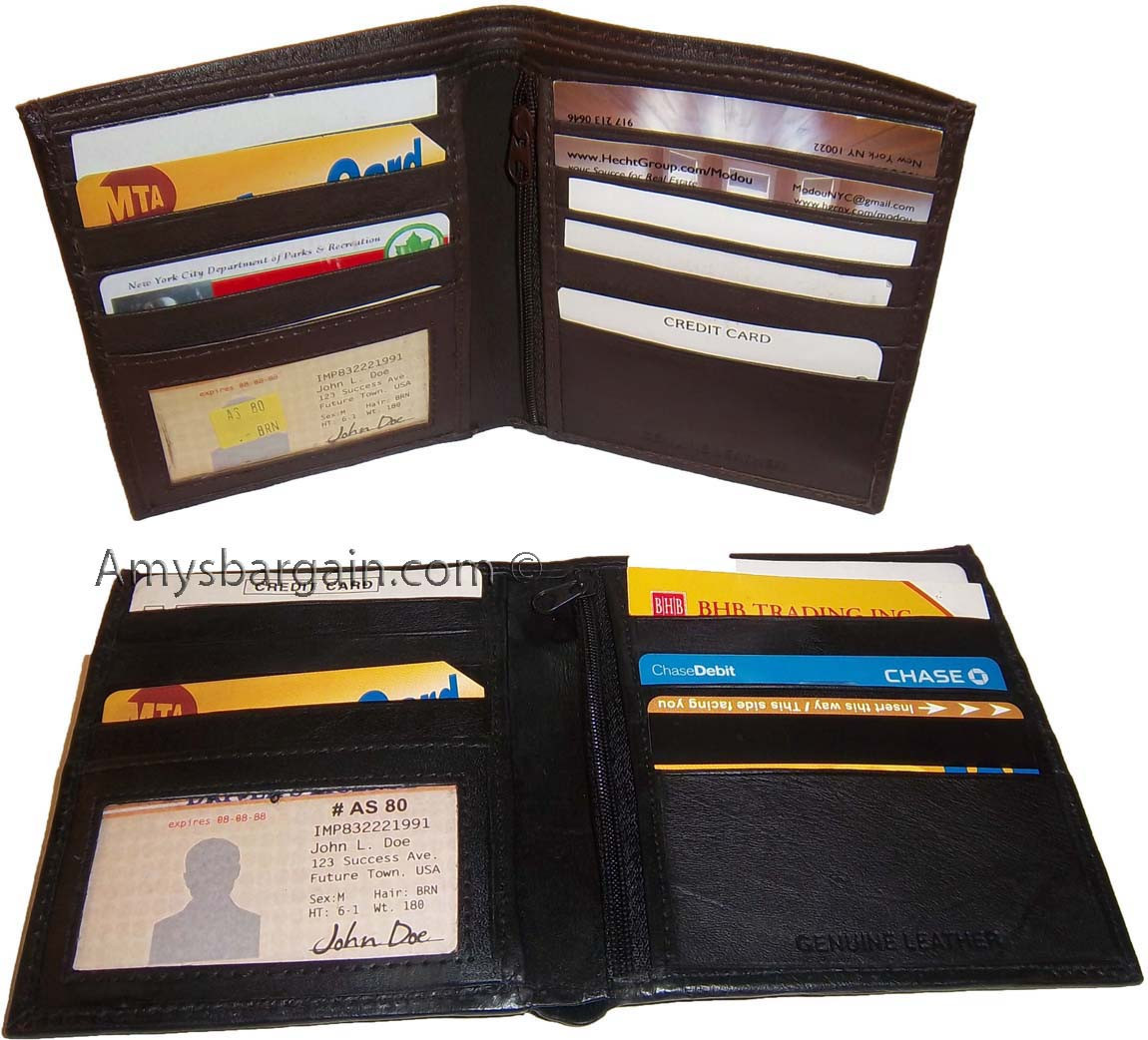 Men's wallet Leather Hipster wallet USA Euro Int'l currencies zip coin purse new - Image 12