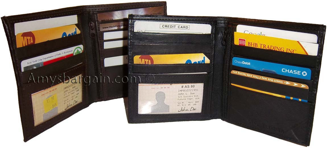 Men's wallet Leather Hipster wallet USA Euro Int'l currencies zip coin purse new - Image 13