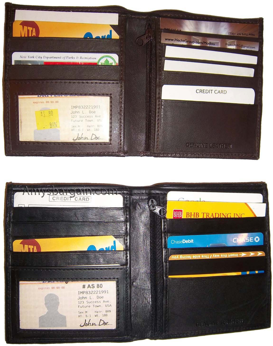 Men's wallet Leather Hipster wallet USA Euro Int'l currencies zip coin purse new - Image 4