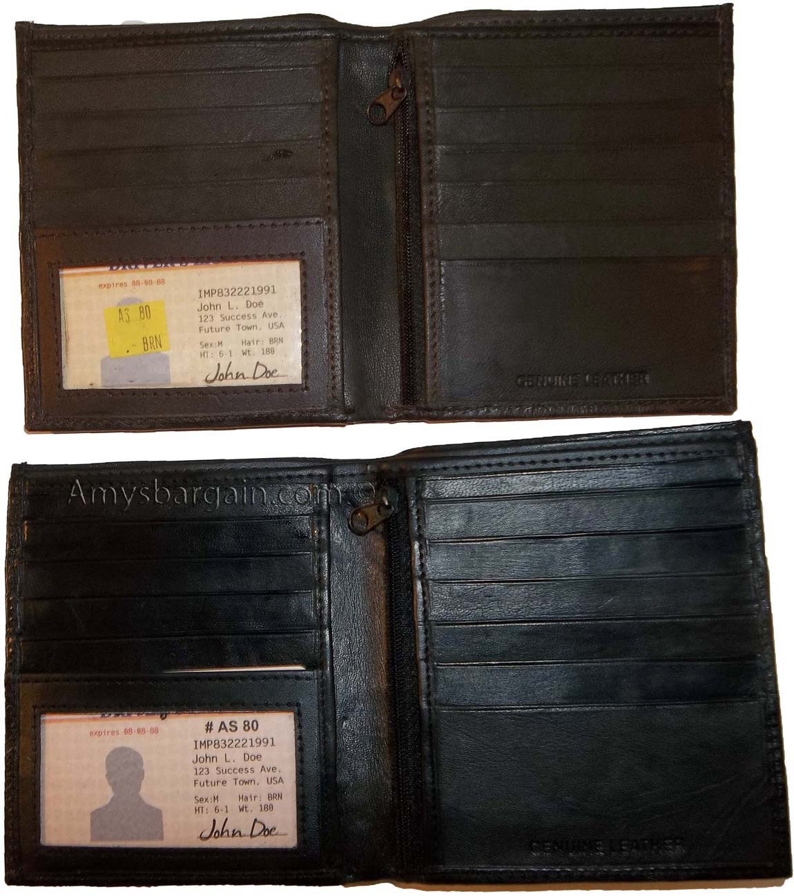 Men's wallet Leather Hipster wallet USA Euro Int'l currencies zip coin purse new - Image 5