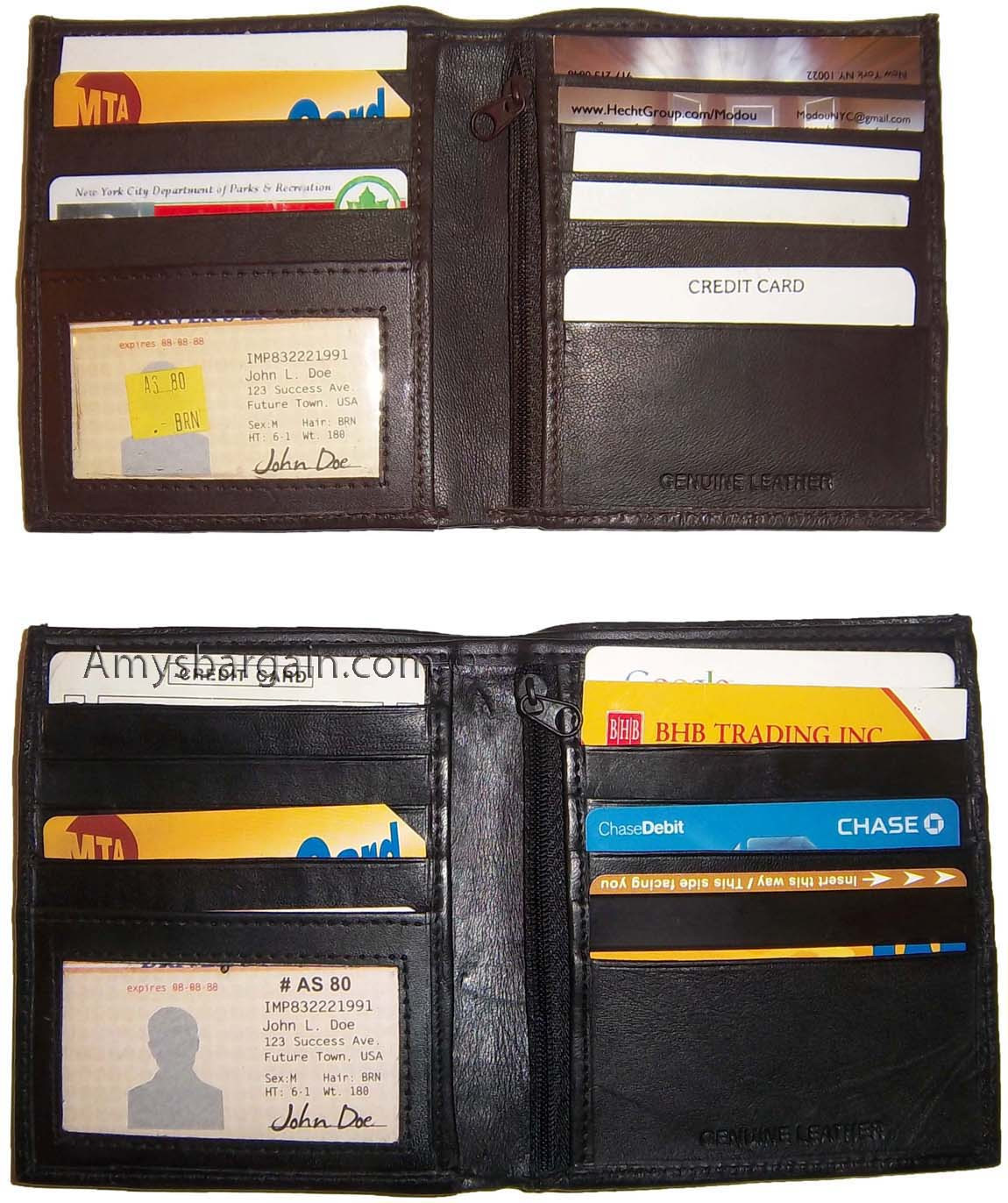 Men's wallet Leather Hipster wallet USA Euro Int'l currencies zip coin purse new - Image 6