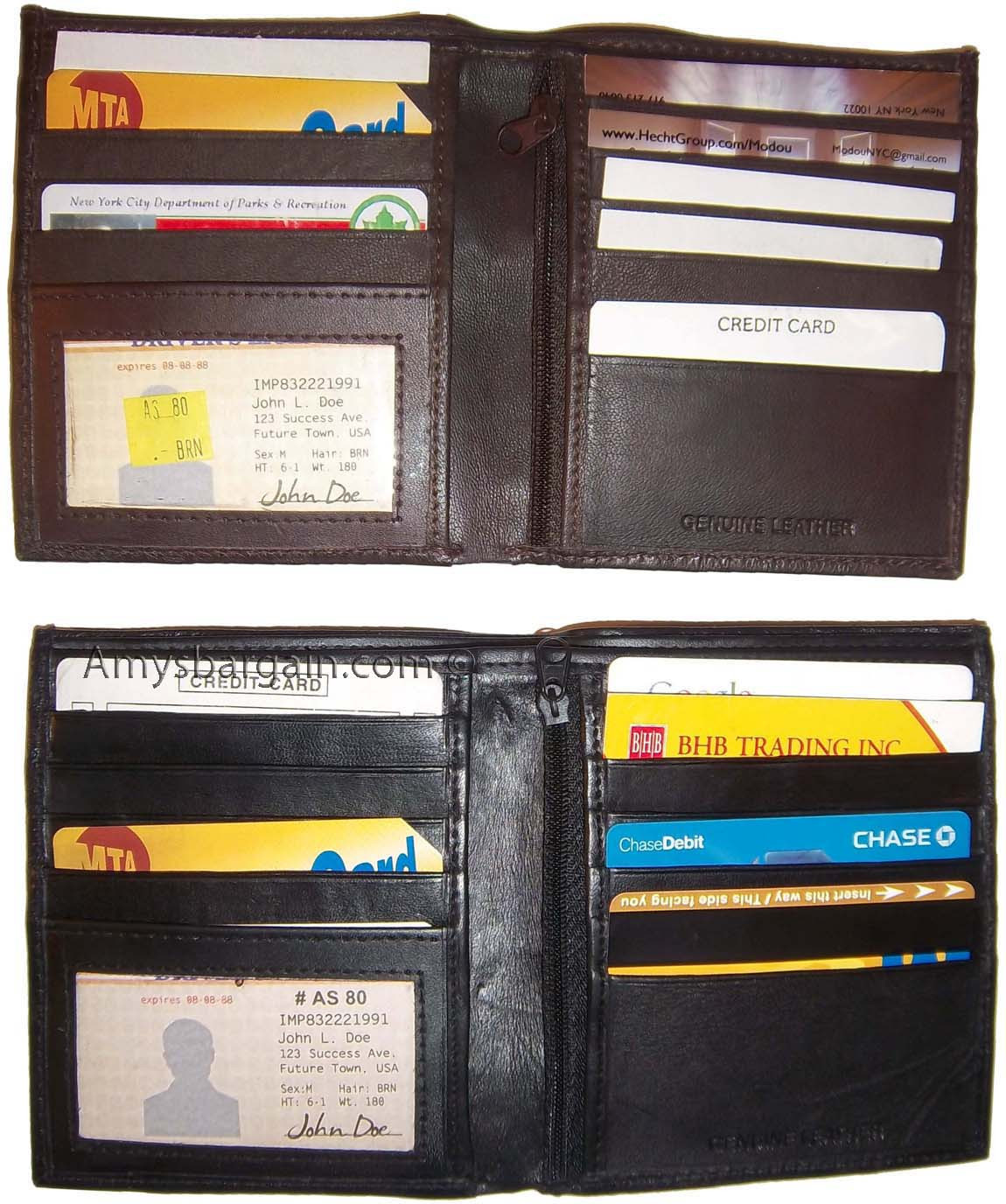 Men's wallet Leather Hipster wallet USA Euro Int'l currencies zip coin purse new - Image 7