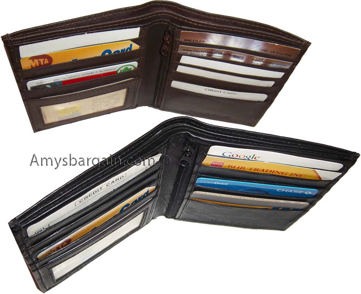 Men's wallet Leather Hipster wallet USA Euro Int'l currencies zip coin purse new - Image 8