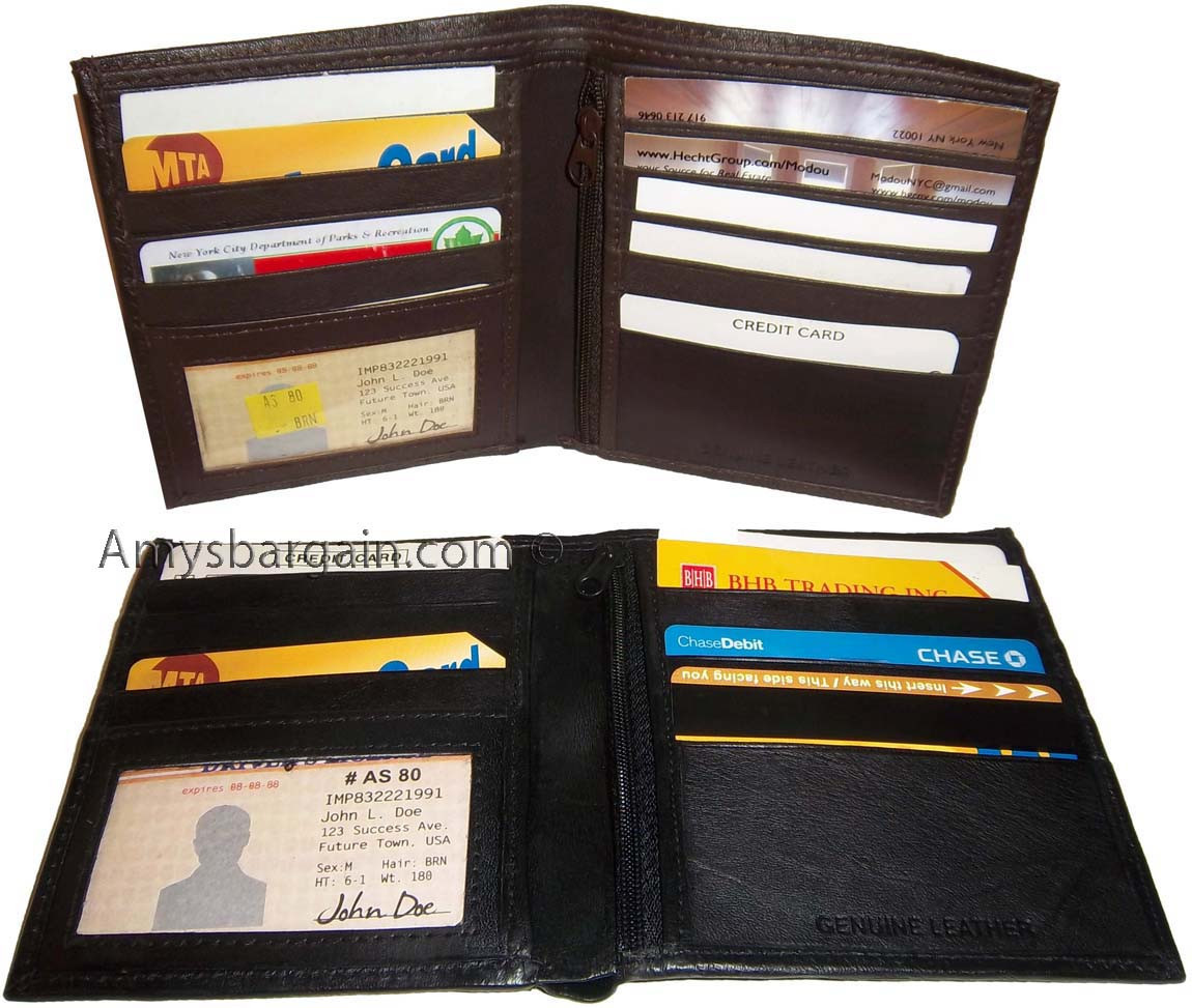 Men's wallet Leather Hipster wallet USA Euro Int'l currencies zip coin purse new - Image 9
