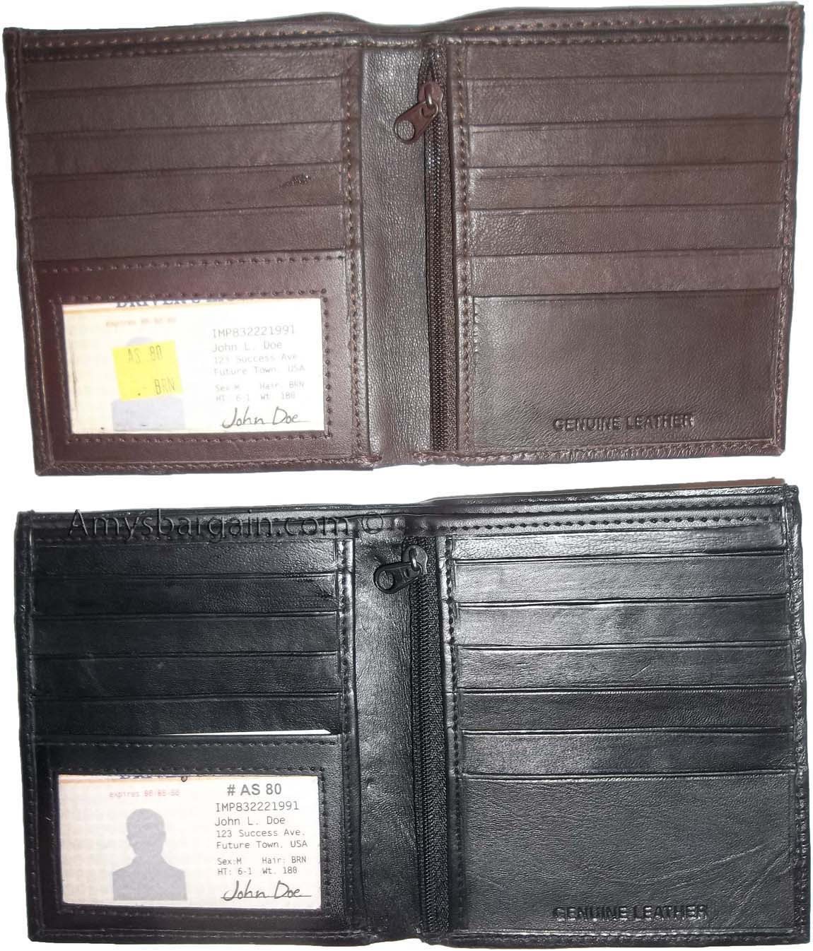 Men's wallet Leather Hipster wallet USA Euro Int'l currencies zip coin purse new - Image 10