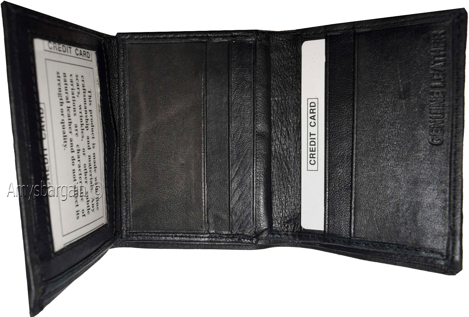 Men's wallet Trifold Leather wallet 2 Bill slots Black 9 Card br new wallet - Image 11