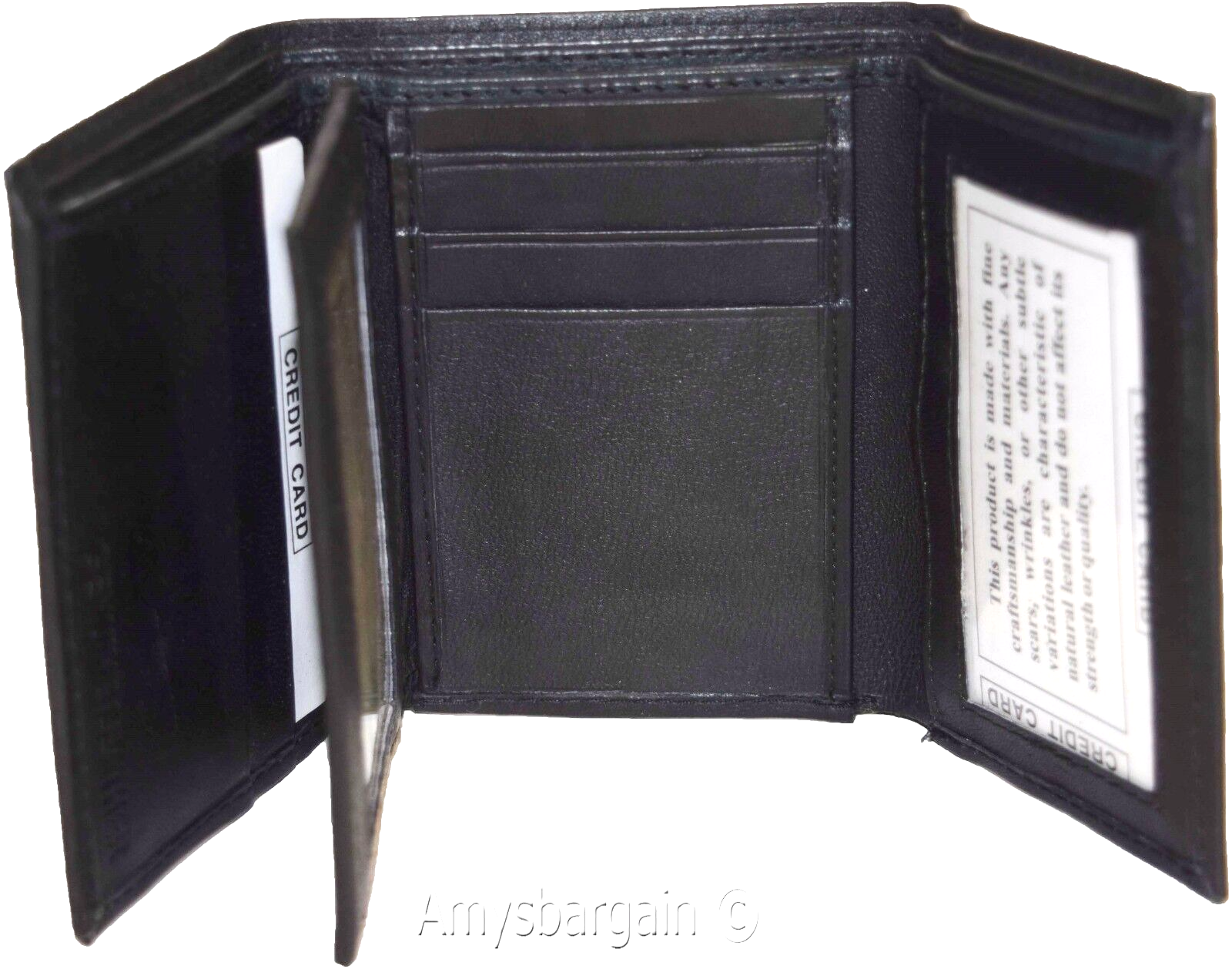 Men's wallet Trifold Leather wallet 2 Bill slots Black 9 Card br new wallet - Image 3