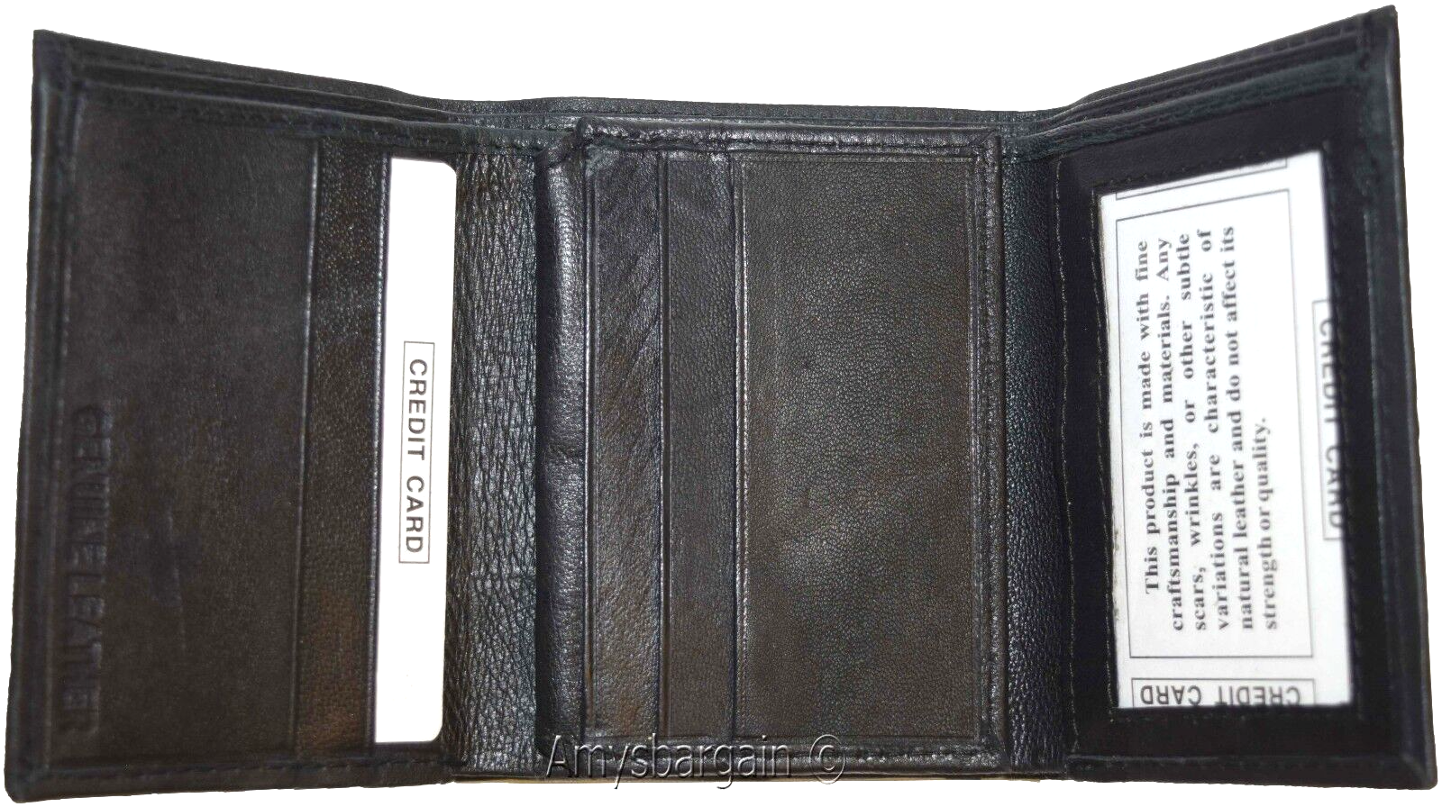Men's wallet Trifold Leather wallet 2 Bill slots Black 9 Card br new wallet - Image 5
