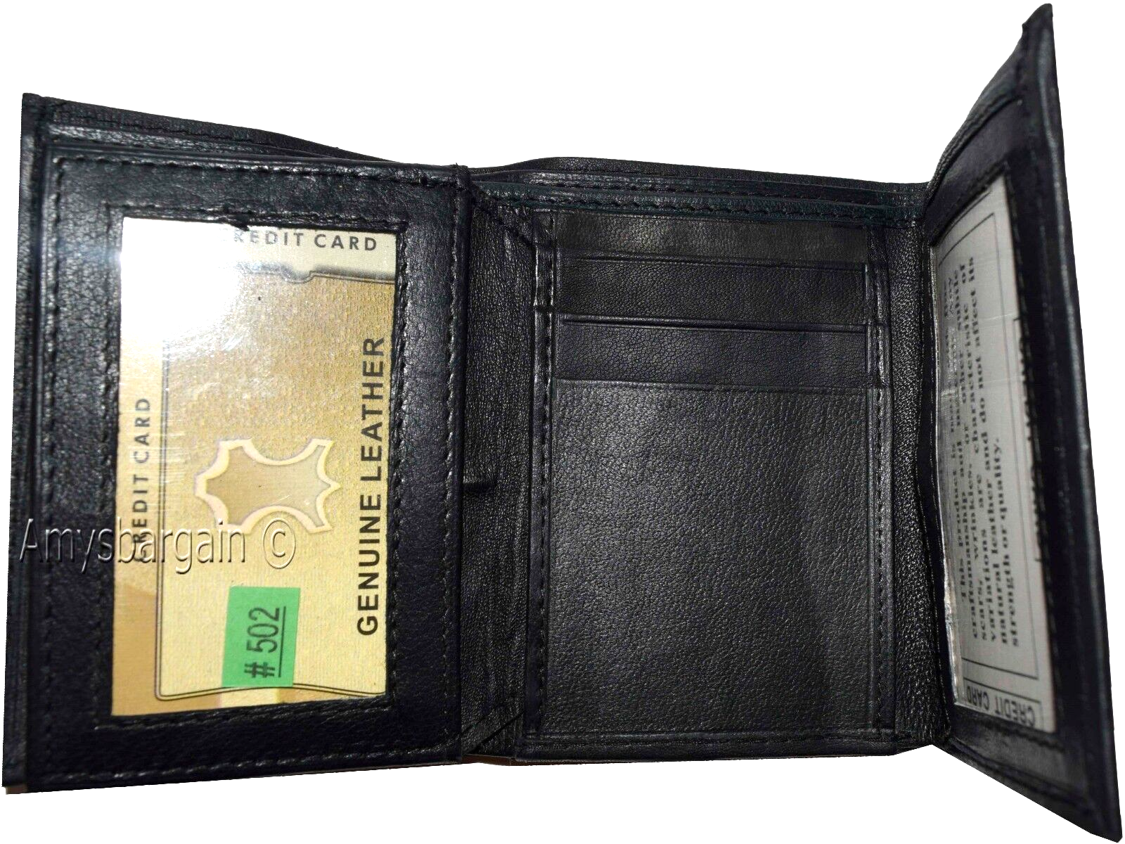 Men's wallet Trifold Leather wallet 2 Bill slots Black 9 Card br new wallet - Image 7