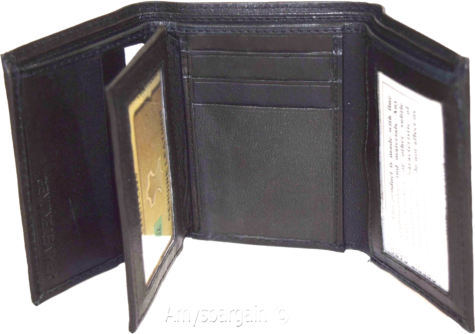 Men's wallet Trifold Leather wallet 2 Bill slots Black 9 Card br new wallet