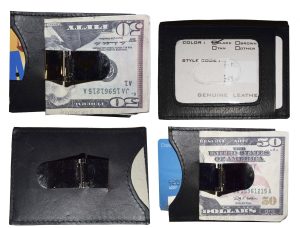 Money Clip, Leather Credit card ID money clip, wallet with magnetic money clip 1