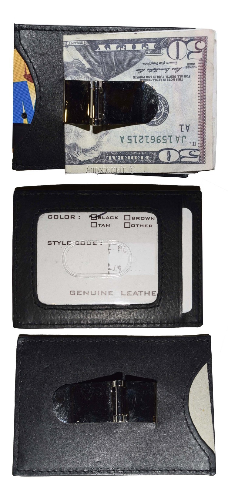 Money Clip, Leather Credit card ID money clip, wallet with magnetic money clip 1 - Image 5