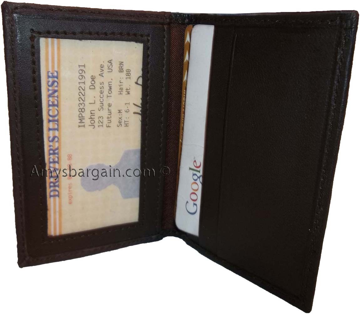 New Leather Business and Credit card case Card holder with 3 card slots/3 IDs BN - Image 5
