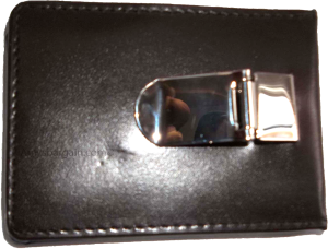 New Leather Money Clip 3 card 1 ID holder credit card holder silver metal clip - Image 3