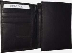 New Men's Trifold Leather Wallet 3 ID center piece Black 2 bill spaces wallet - Image 4