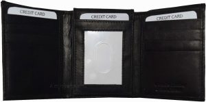 New Men's Trifold Leather Wallet 3 ID center piece Black 2 bill spaces wallet - Image 8