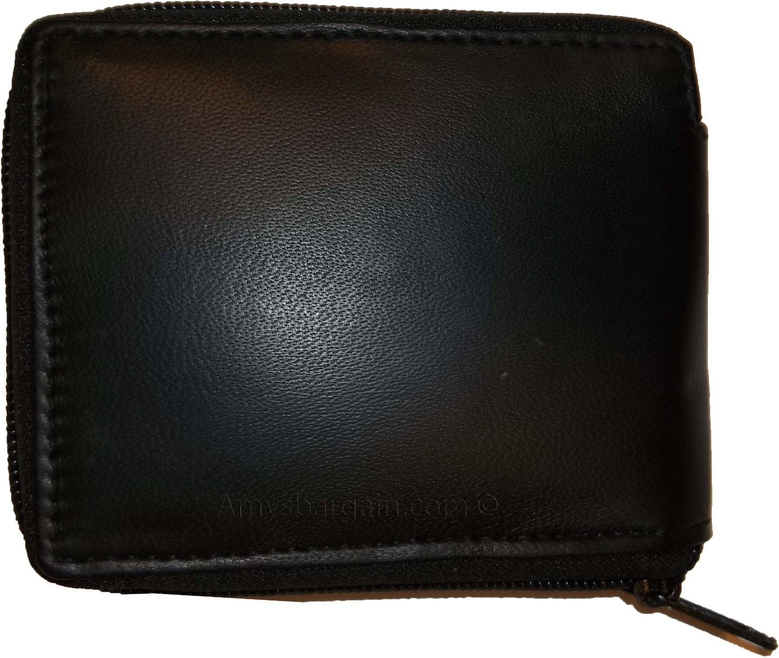 New Zip around man's Leather wallet change purse mini photo holder ID window bn - Image 11