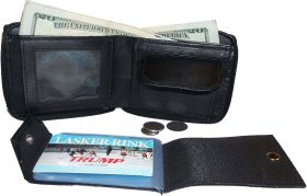 New Zip around man's Leather wallet change purse mini photo holder ID window bn