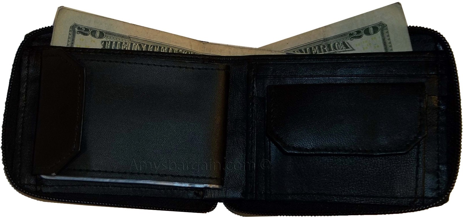 New Zip around man's Leather wallet change purse mini photo holder ID window bn - Image 9