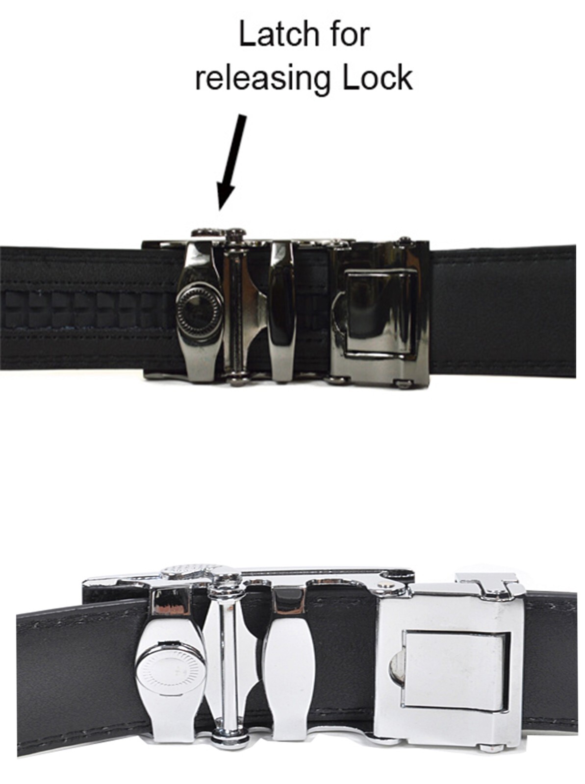 New buckle men's belt leather automatic dress Jeans comfort Slide lock BN 50" - Image 9
