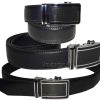 New buckle men's belt leather automatic dress Jeans comfort Slide lock BN 50"