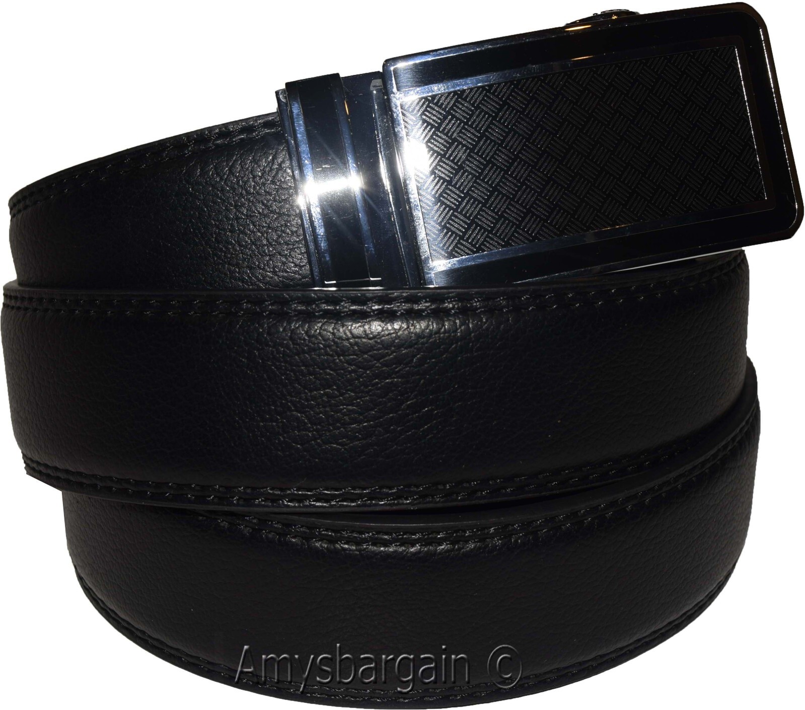 New buckle men's belt leather automatic dress Jeans comfort Slide lock BN 50" - Image 10