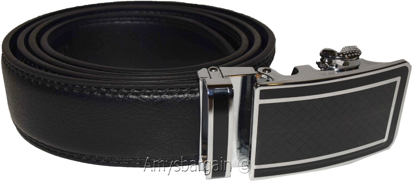 New buckle men's belt leather automatic dress Jeans comfort Slide lock BN 50" - Image 11