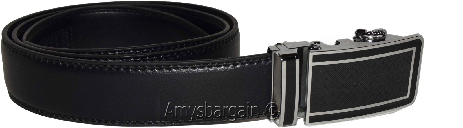 New buckle men's belt leather automatic dress Jeans comfort Slide lock BN 50" - Image 4
