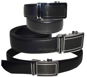 New buckle men's belt leather automatic dress Jeans comfort Slide lock BN 50"