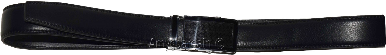 New buckle men's belt leather automatic dress Jeans comfort Slide lock BN 50" - Image 6