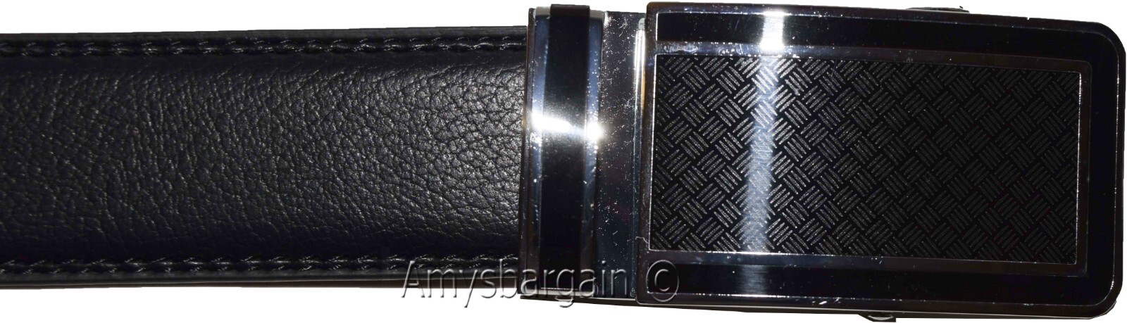 New buckle men's belt leather automatic dress Jeans comfort Slide lock BN 50" - Image 7