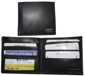 New man's billfold wallet 8 card spaces ID window Suede lined interior Brand BN