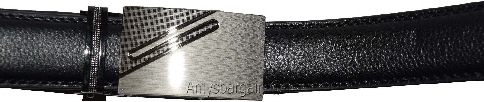 New men's black leather dress belt auto lock sliding buckle genuine leather belt - Image 12