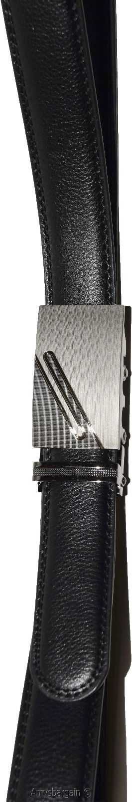 New men's black leather dress belt auto lock sliding buckle genuine leather belt - Image 13