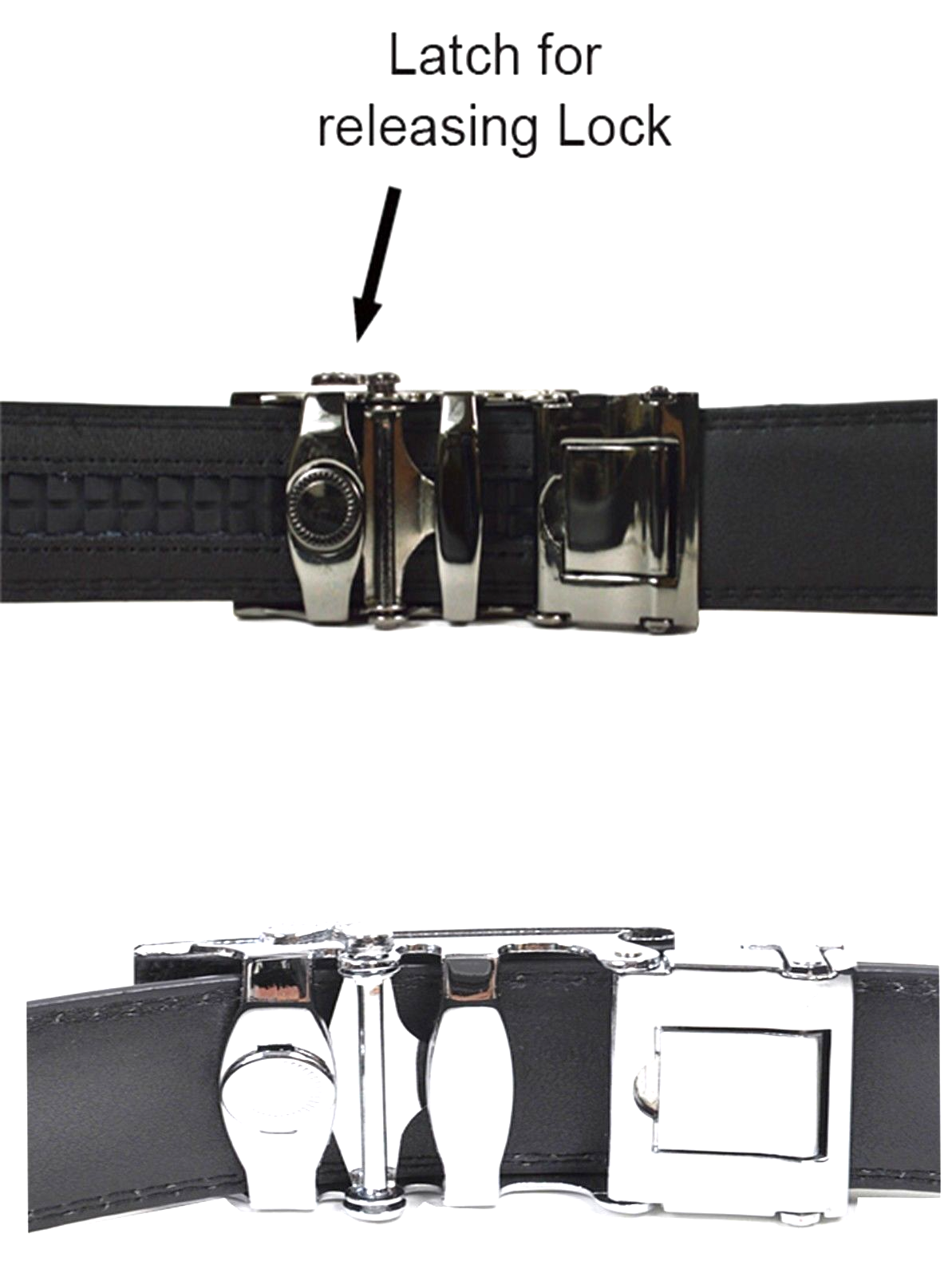 New men's black leather dress belt auto lock sliding buckle genuine leather belt - Image 3