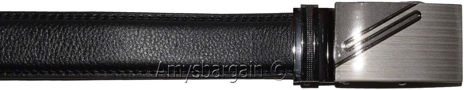 New men's black leather dress belt auto lock sliding buckle genuine leather belt - Image 4
