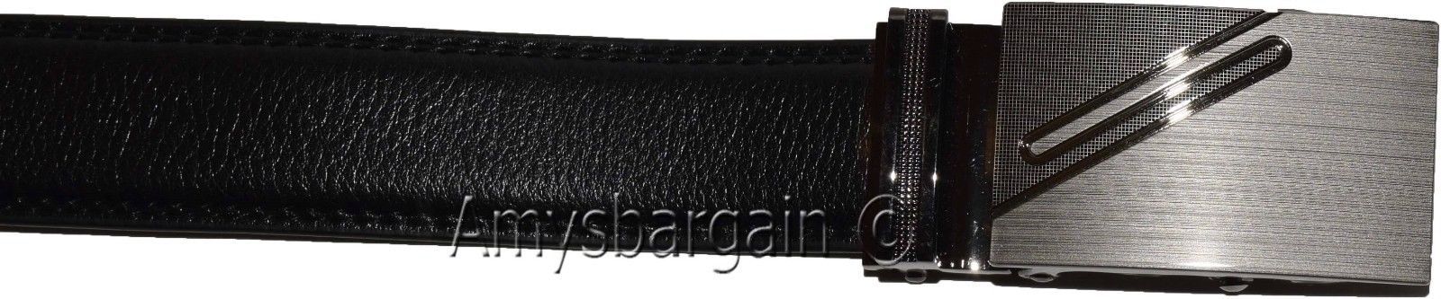 New men's black leather dress belt auto lock sliding buckle genuine leather belt - Image 5