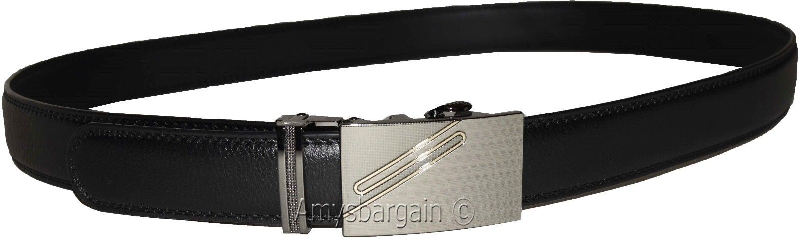 New men's black leather dress belt auto lock sliding buckle genuine leather belt - Image 10