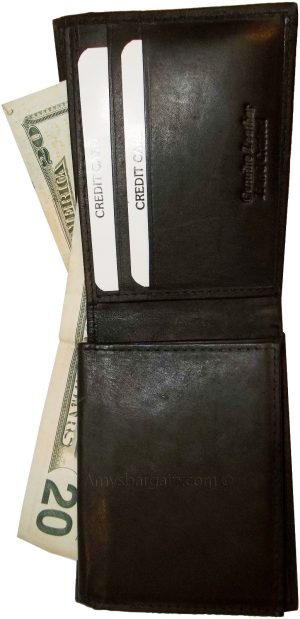 New style leather man's wallets 2 suede lined billfolds 1 zip 4 credit cards ID - Image 5
